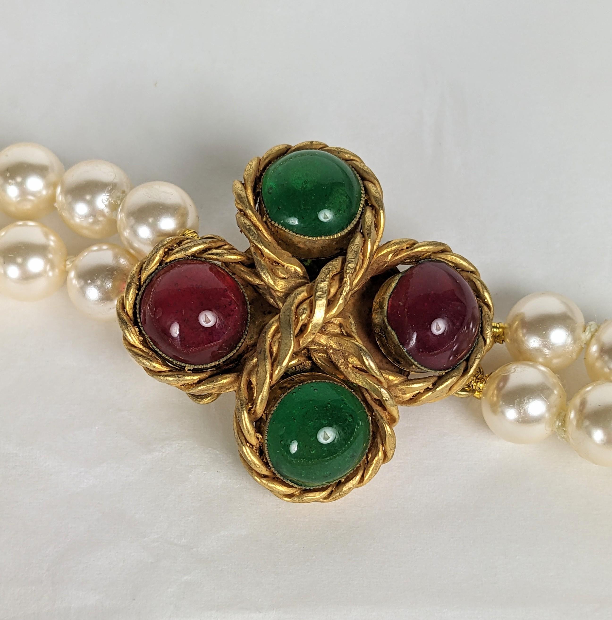 Chanel Double Strand Pearl Necklace, Maison Gripoix For Sale 1