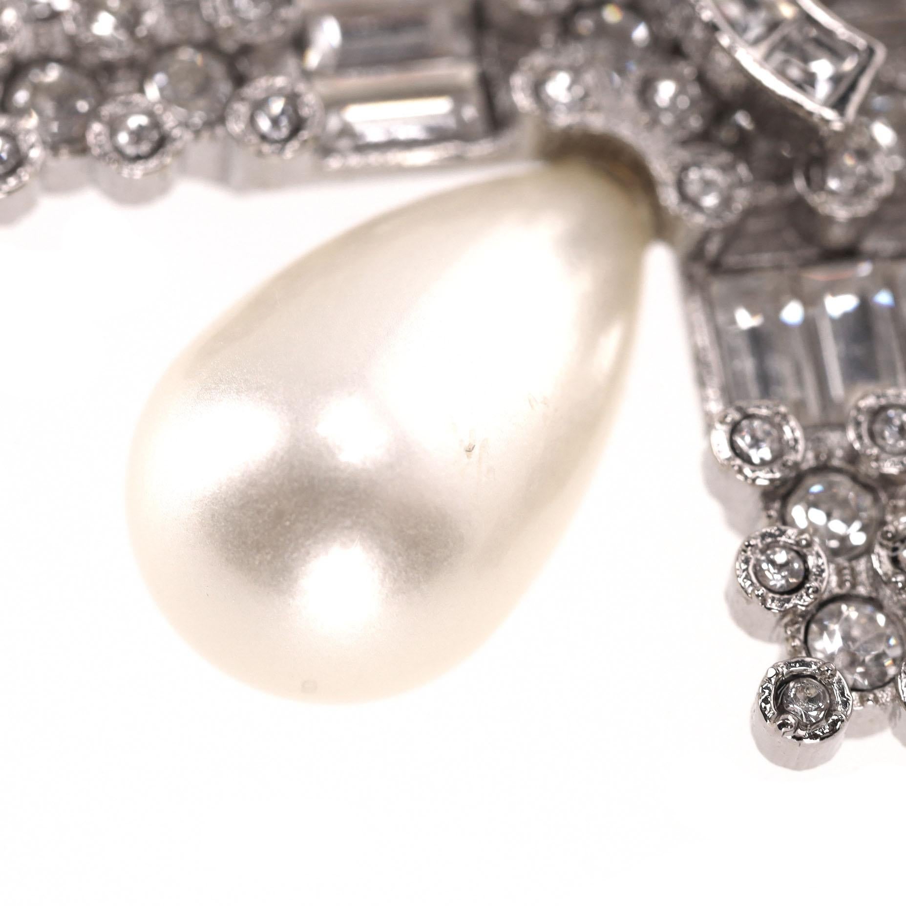 Chanel Double-Strand Pearl Necklace With Crystal Embellished Maltese Cross For Sale 3