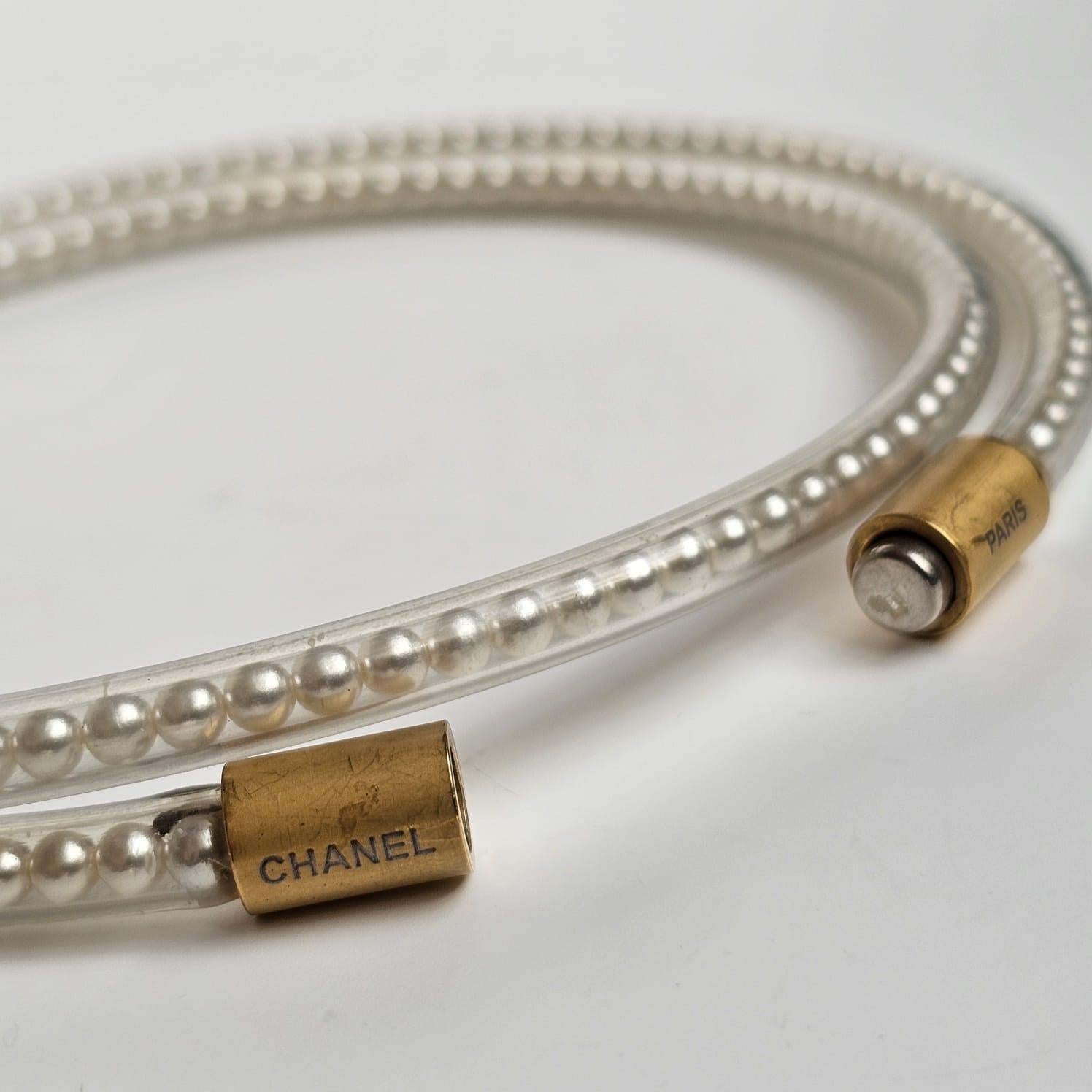 Chanel doppio giro di perle a tubo in vendita 1