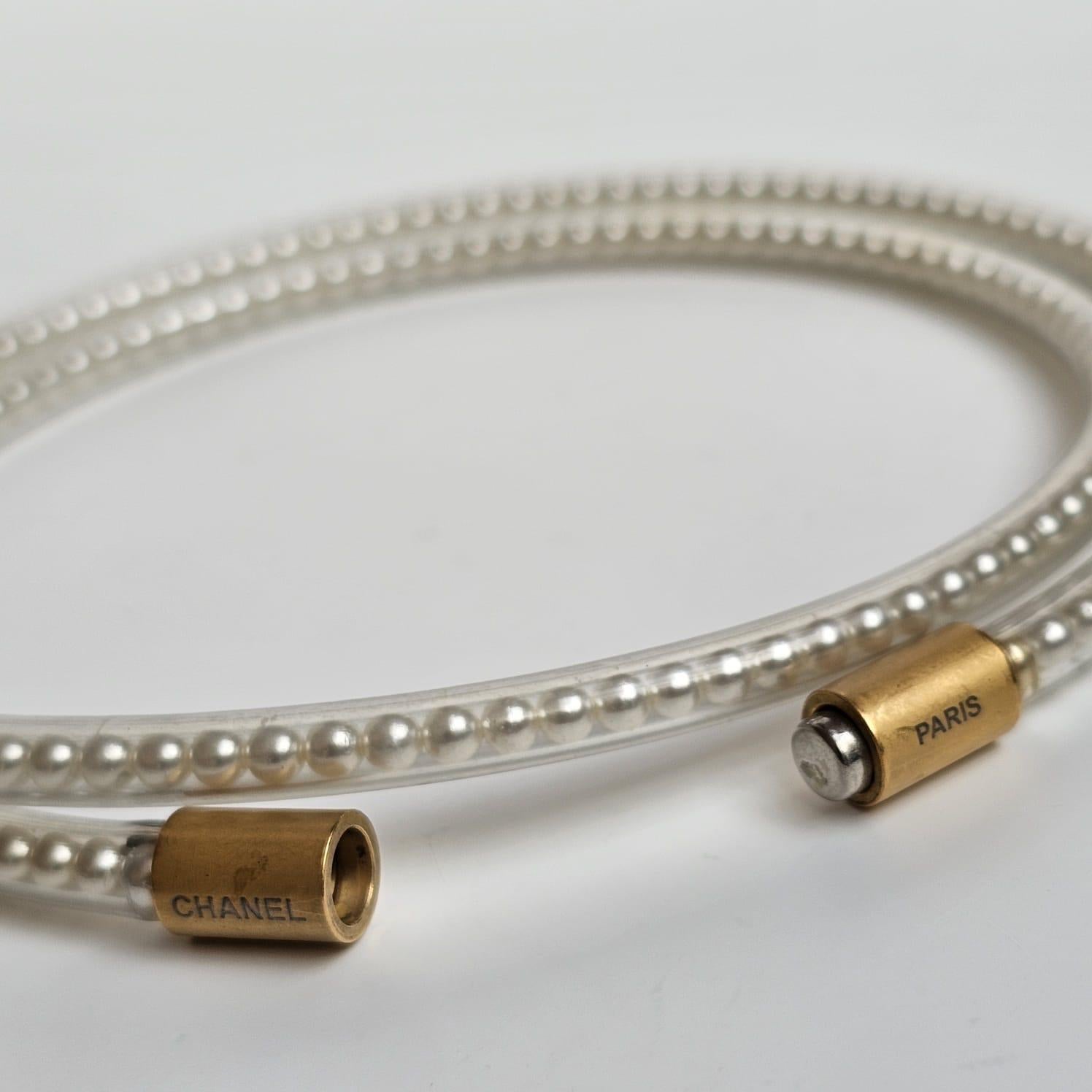 Chanel doppio giro di perle a tubo in vendita 2