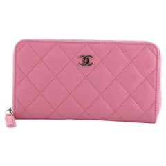 Chanel Double Zip Around Wallet Quilted Caviar Small