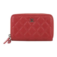 Chanel Double Zip Around Wallet Quilted Caviar Small