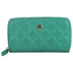 Chanel Double Zip Around Wallet Quilted Caviar Small