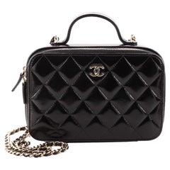 Chanel Double Zip CC Vanity Case Quilted Shiny Lambskin Small
