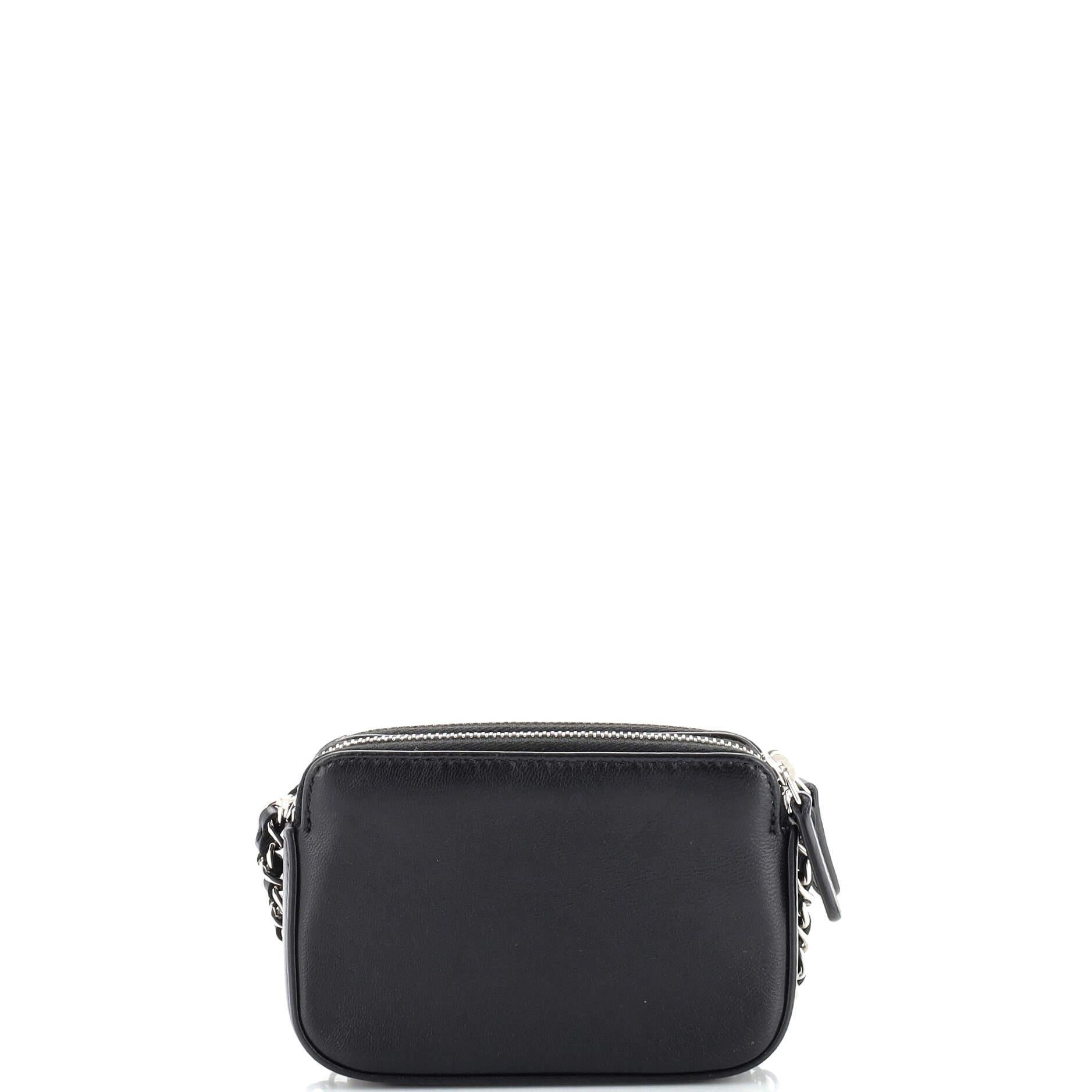 Women's Chanel Double Zip Chain Camera Bag Sequin Embellished Lambskin Mini