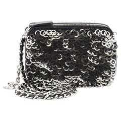 Chanel Double Zip Chain Camera Bag Sequin Embellished Lambskin Mini