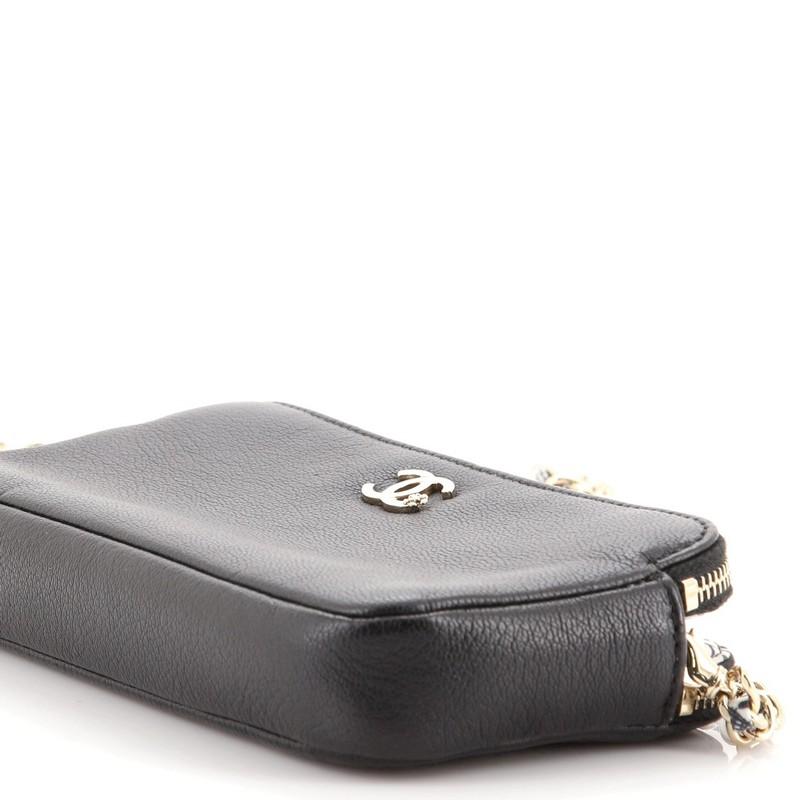 Chanel Double Zip Clutch with Chain Leather 2