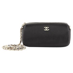 Chanel Double Zip Clutch with Chain Leather