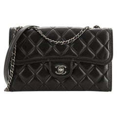 Chanel Double Zip Clutch with Chain Quilted Calfskin with Pearl Detail