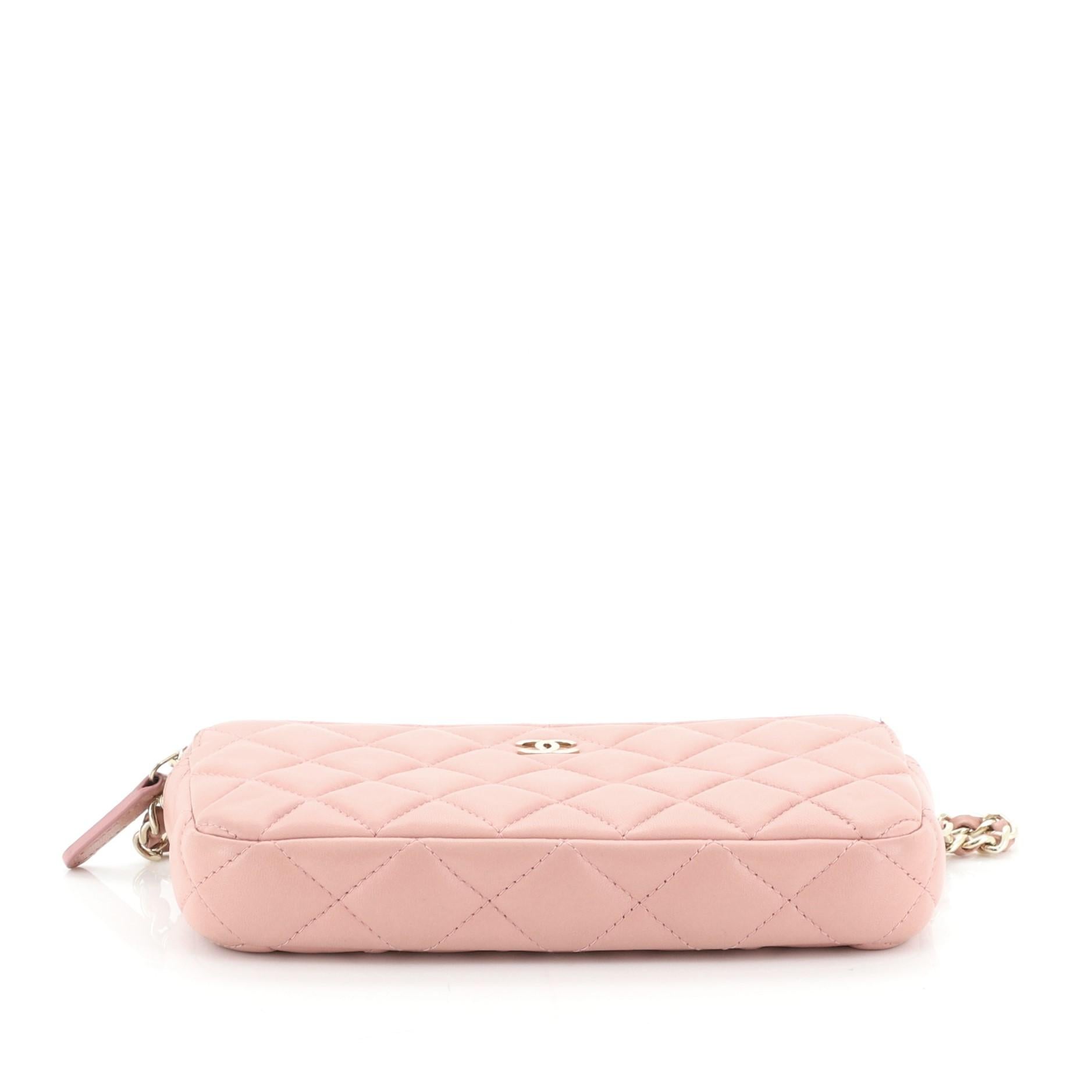Women's or Men's Chanel Double Zip Clutch with Chain Quilted Caviar