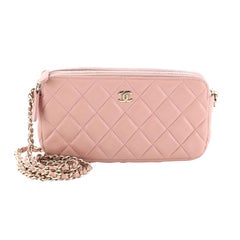 Chanel Double Zip Clutch With Chain Quilted Caviar 
