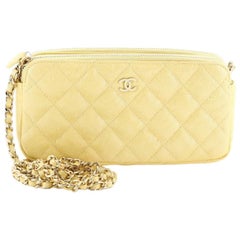 Chanel Double Zip Clutch with Chain Quilted Iridescent Caviar
