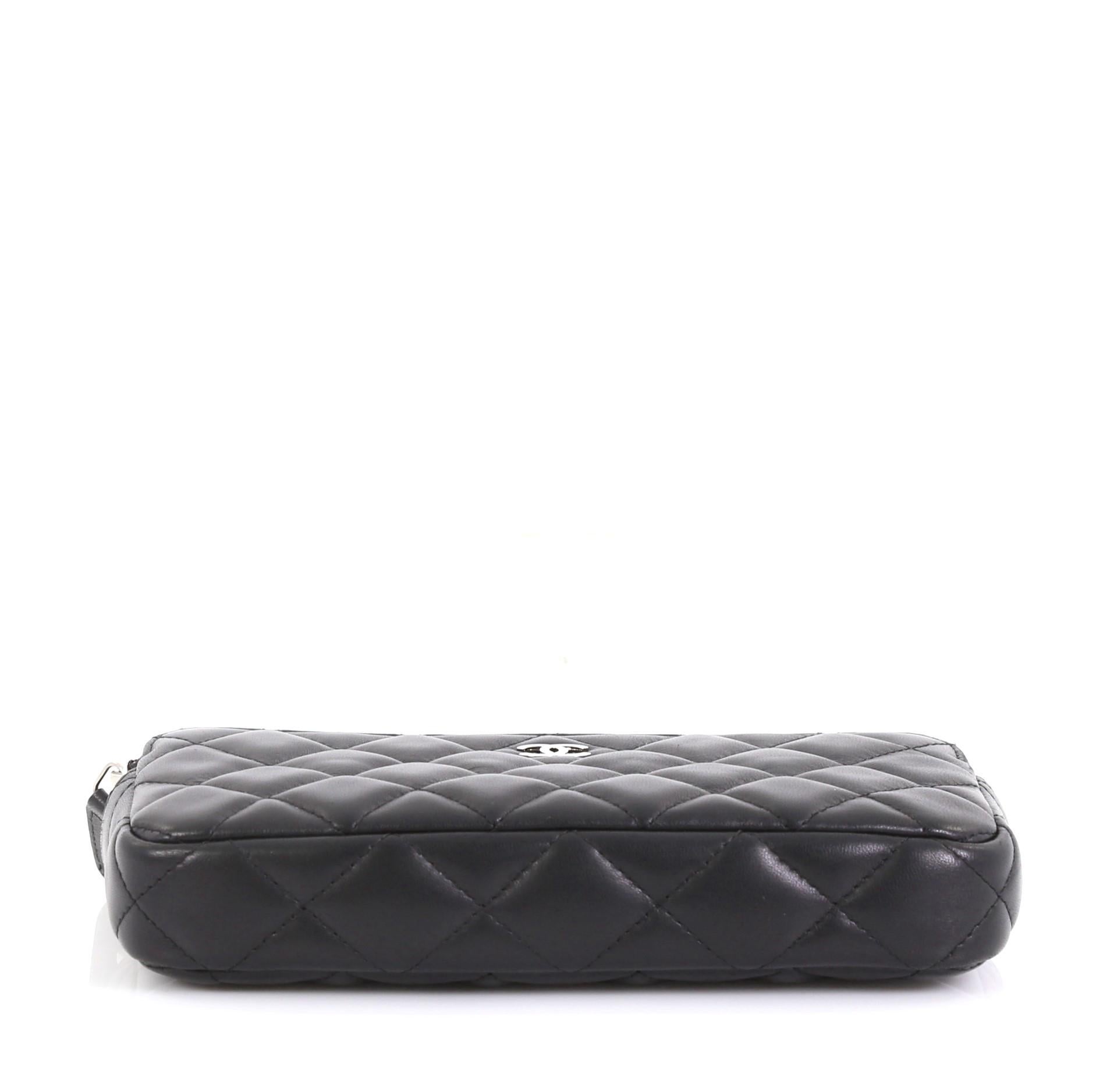 Women's Chanel Double Zip Clutch with Chain Quilted Lambskin