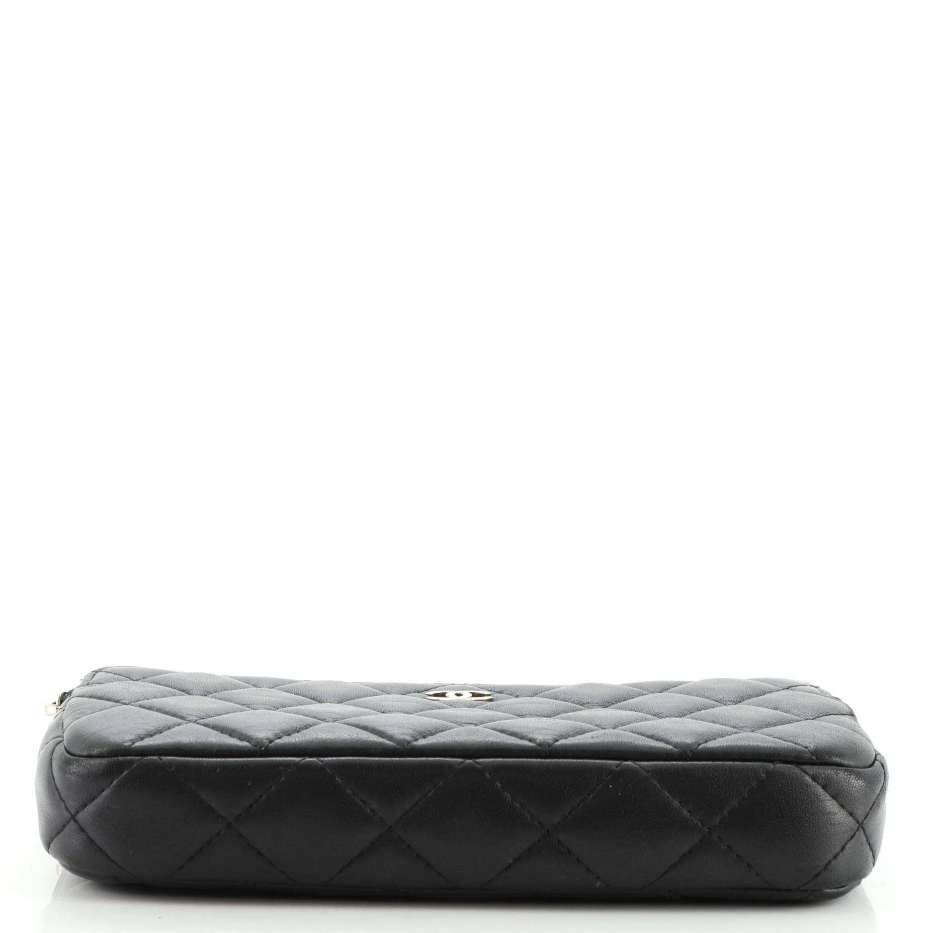 Women's or Men's Chanel Double Zip Clutch with Chain Quilted Lambskin
