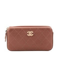 Chanel Double Zip Clutch with Chain Quilted Lambskin