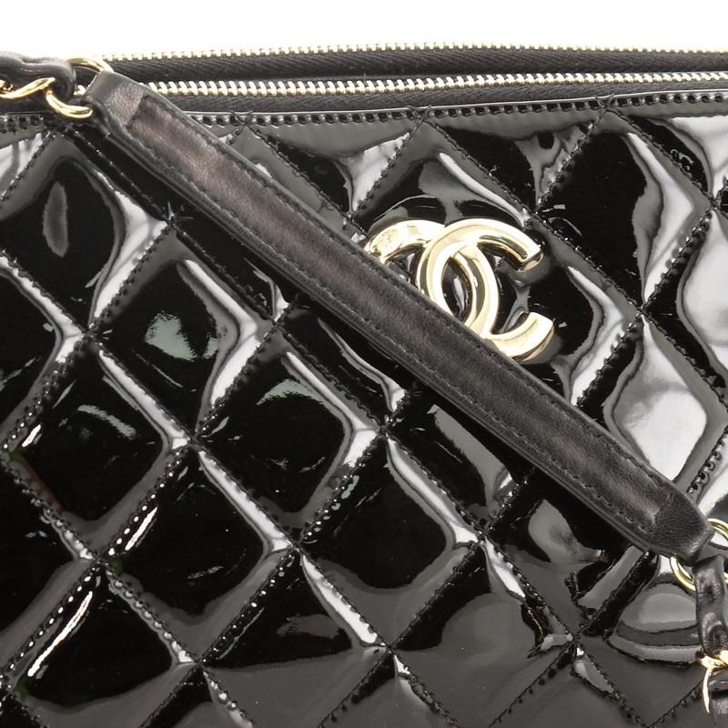 Chanel Double Zip Clutch with Chain Quilted Patent Medium 3
