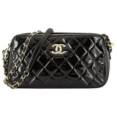 Chanel Double Zip Clutch with Chain Quilted Patent Medium