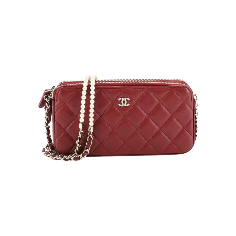 Chanel Gold Quilted Lambskin Chic Pearl Chain Flap Small