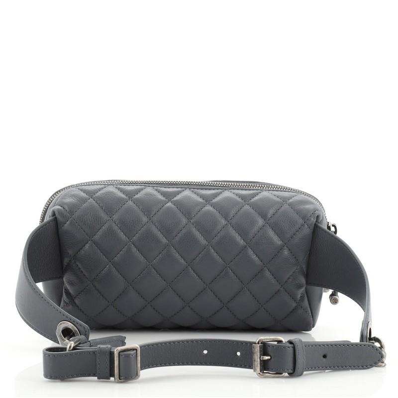 Chanel Double Zip Waist Bag Quilted Calfskin In Good Condition In NY, NY