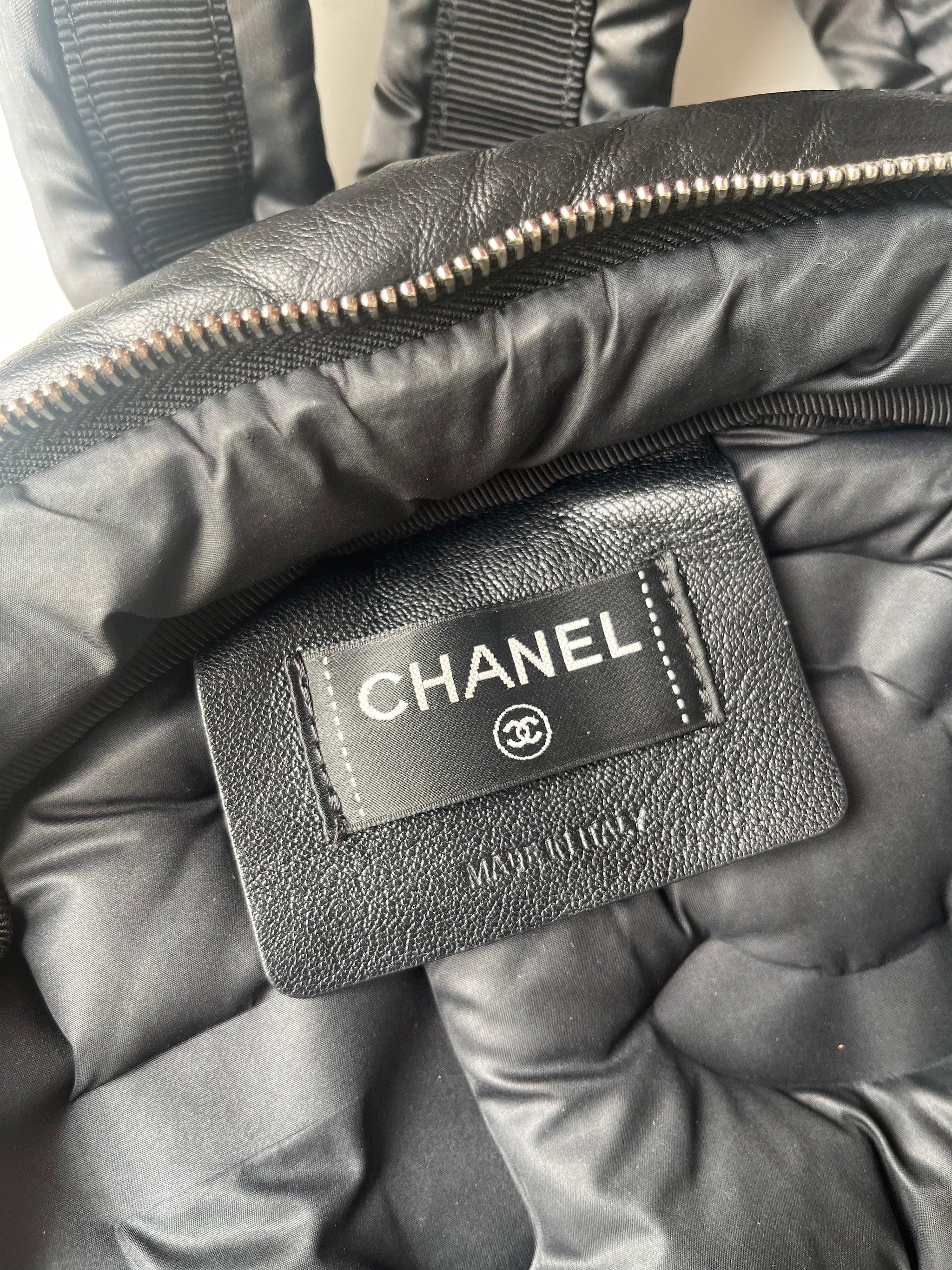 Chanel Doudoune Backpack Embossed Black Nylon Medium 5