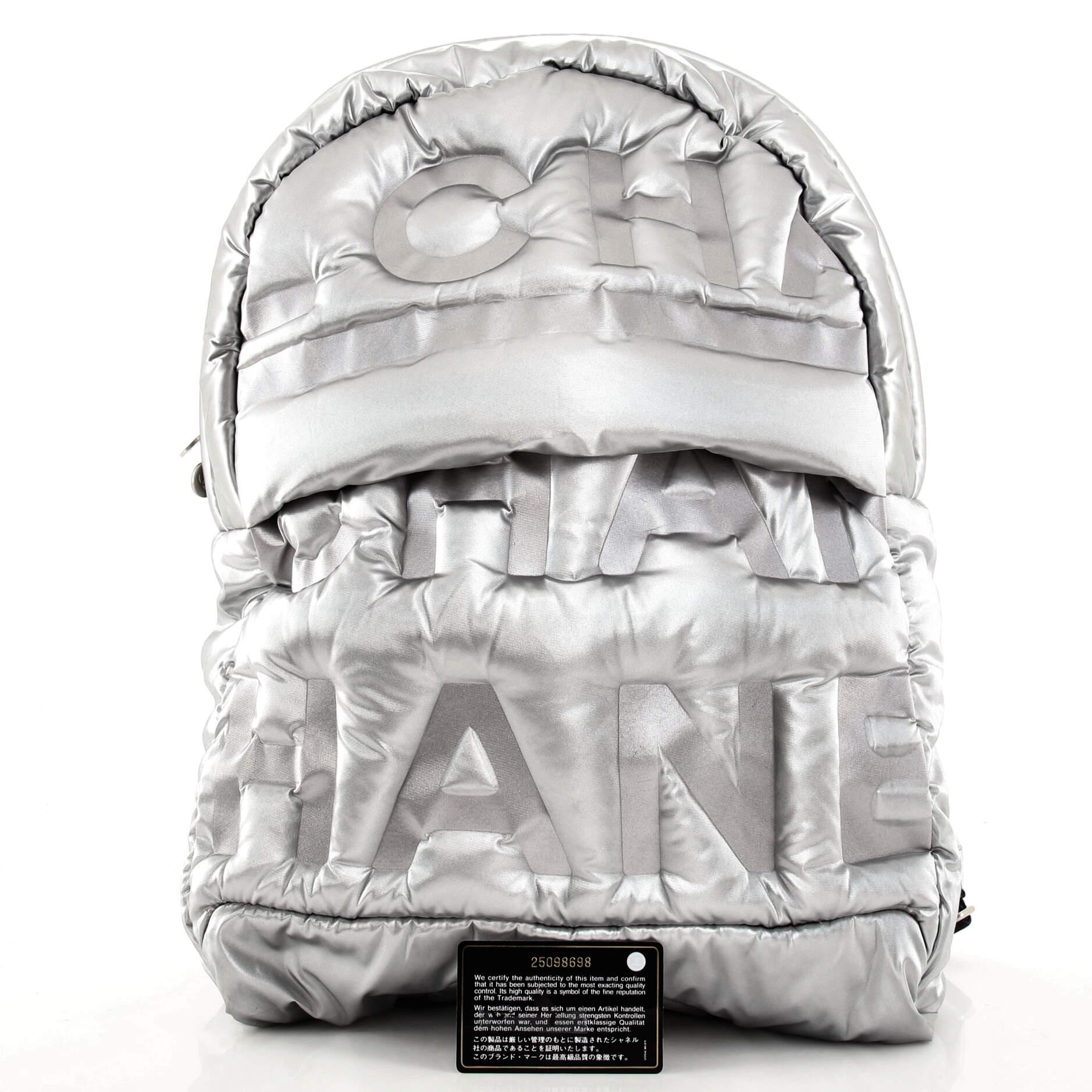 Chanel Doudoune Backpack Embossed Nylon Large For Sale at 1stDibs