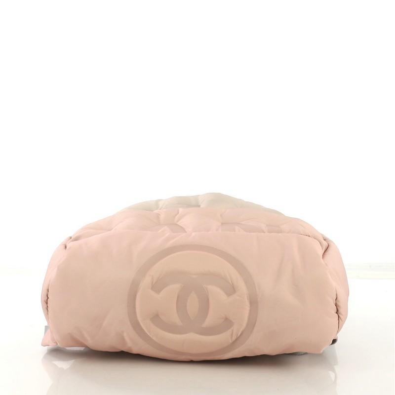 Beige Chanel Doudoune Backpack Embossed Nylon Medium