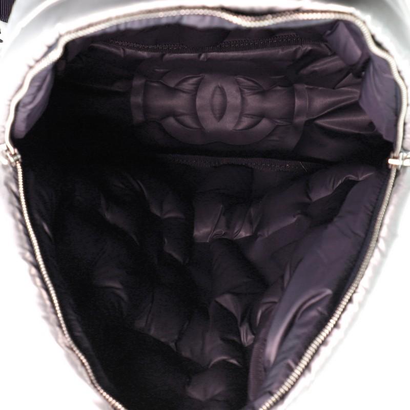 Gray Chanel Doudoune Backpack Embossed Nylon Medium
