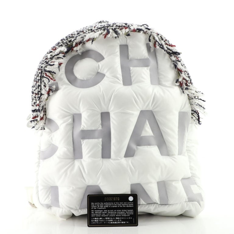 Chanel Doudoune Backpack Embossed Nylon with Tweed Medium at 1stDibs