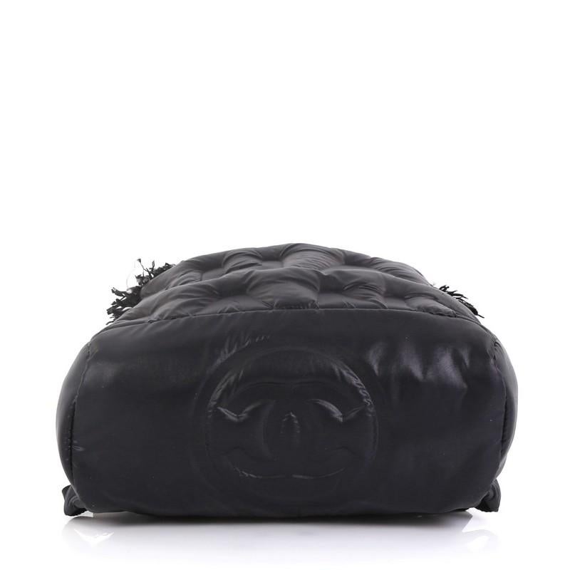 Black Chanel Doudoune Backpack Embossed Nylon with Tweed Medium