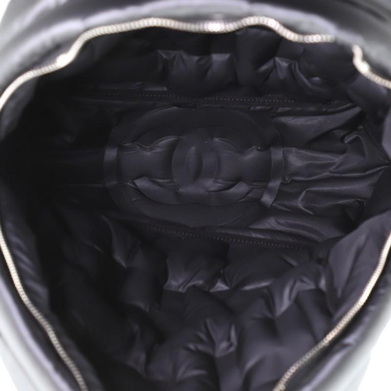 Black Chanel Doudoune Backpack Embossed Nylon with Tweed Medium