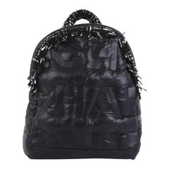 Chanel Doudoune Backpack Embossed Nylon with Tweed Medium