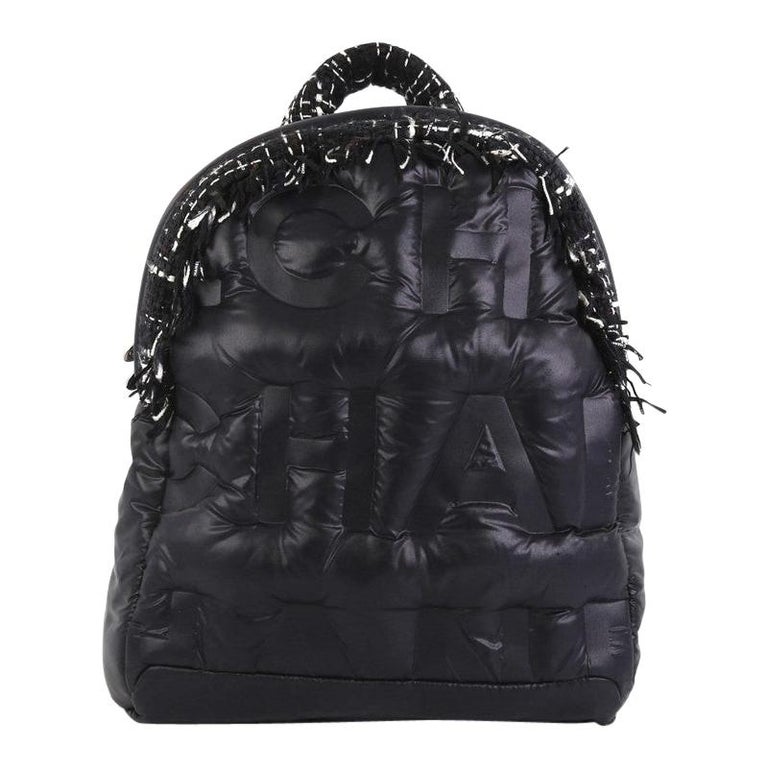 Chanel Doudoune Backpack Embossed Nylon with Tweed Medium at 1stDibs