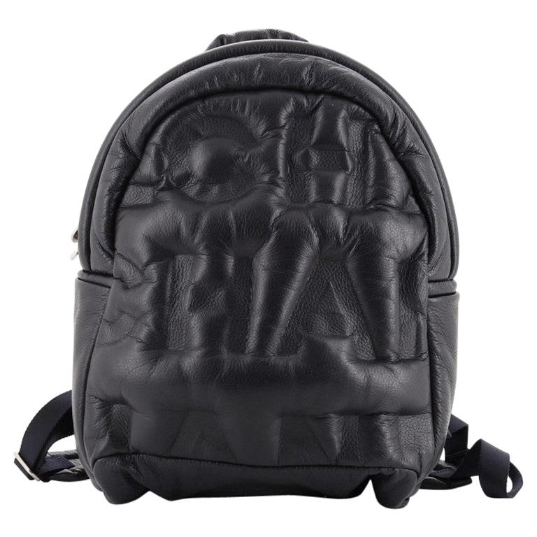Chanel Doudoune Backpack Embossed Small Black in Nylon with Silver-tone - US