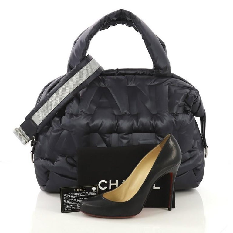Chanel Doudoune Bowling Bag Embossed Nylon Large at 1stDibs