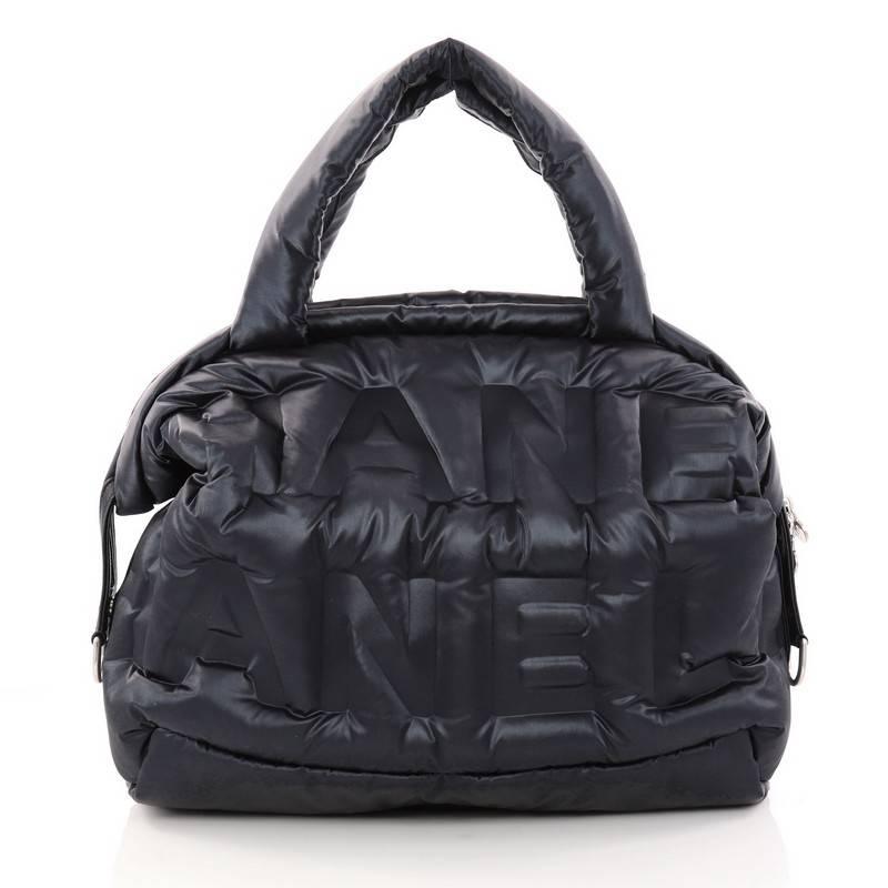 Black Chanel Doudoune Bowling Bag Embossed Nylon Large 