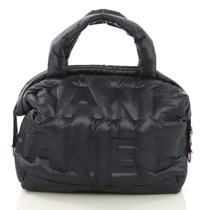 Chanel Doudoune Bowling Bag Embossed Nylon Large In Excellent Condition In NY, NY