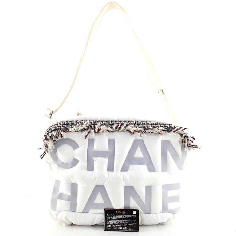 Chanel Doudoune Messenger Bag Embossed Nylon Medium For Sale at 1stDibs