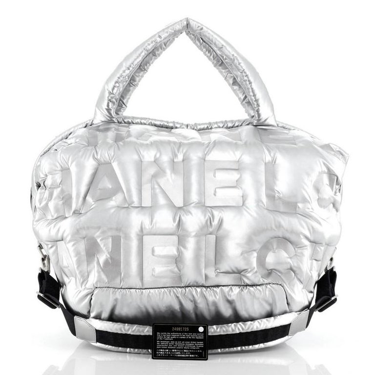 Chanel Doudoune Tote Embossed Nylon Large at 1stDibs  doudoune hand bags, doudoune  chanel, doudoune handbags
