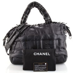 Chanel Doudoune Tote Embossed Nylon with Tweed Large