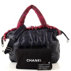 Chanel Doudoune Tote Embossed Nylon with Tweed Large