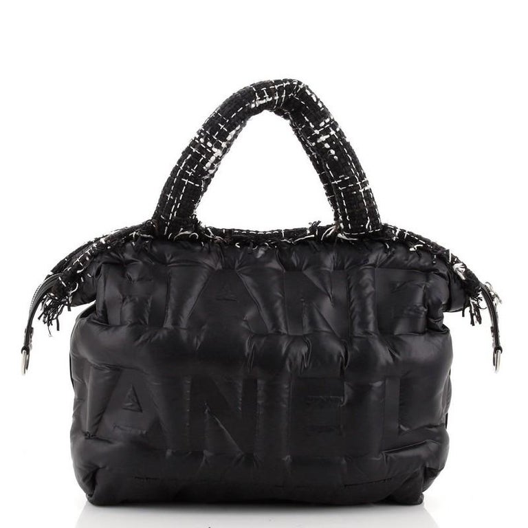 Chanel Doudoune Tote Embossed Nylon with Tweed Large at 1stDibs