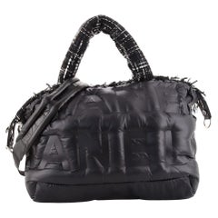 Chanel Doudoune Tote Embossed Nylon with Tweed Large