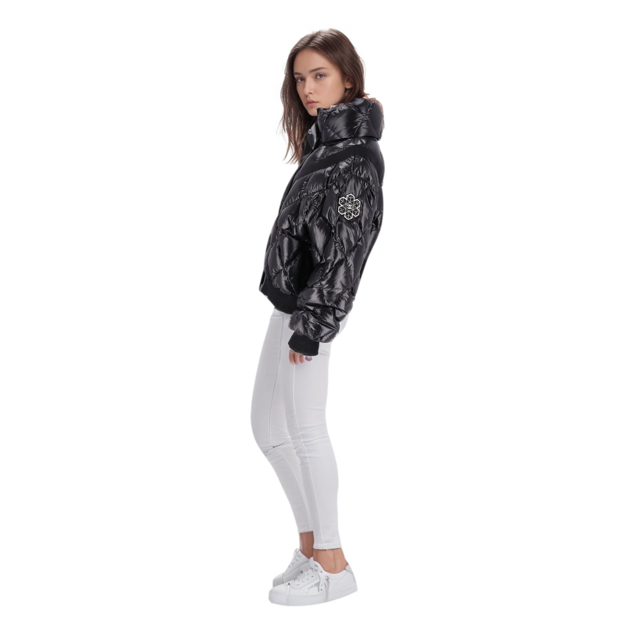 Black Chanel Down Puffer Coat/Jacket With 'CC' Logo Patch