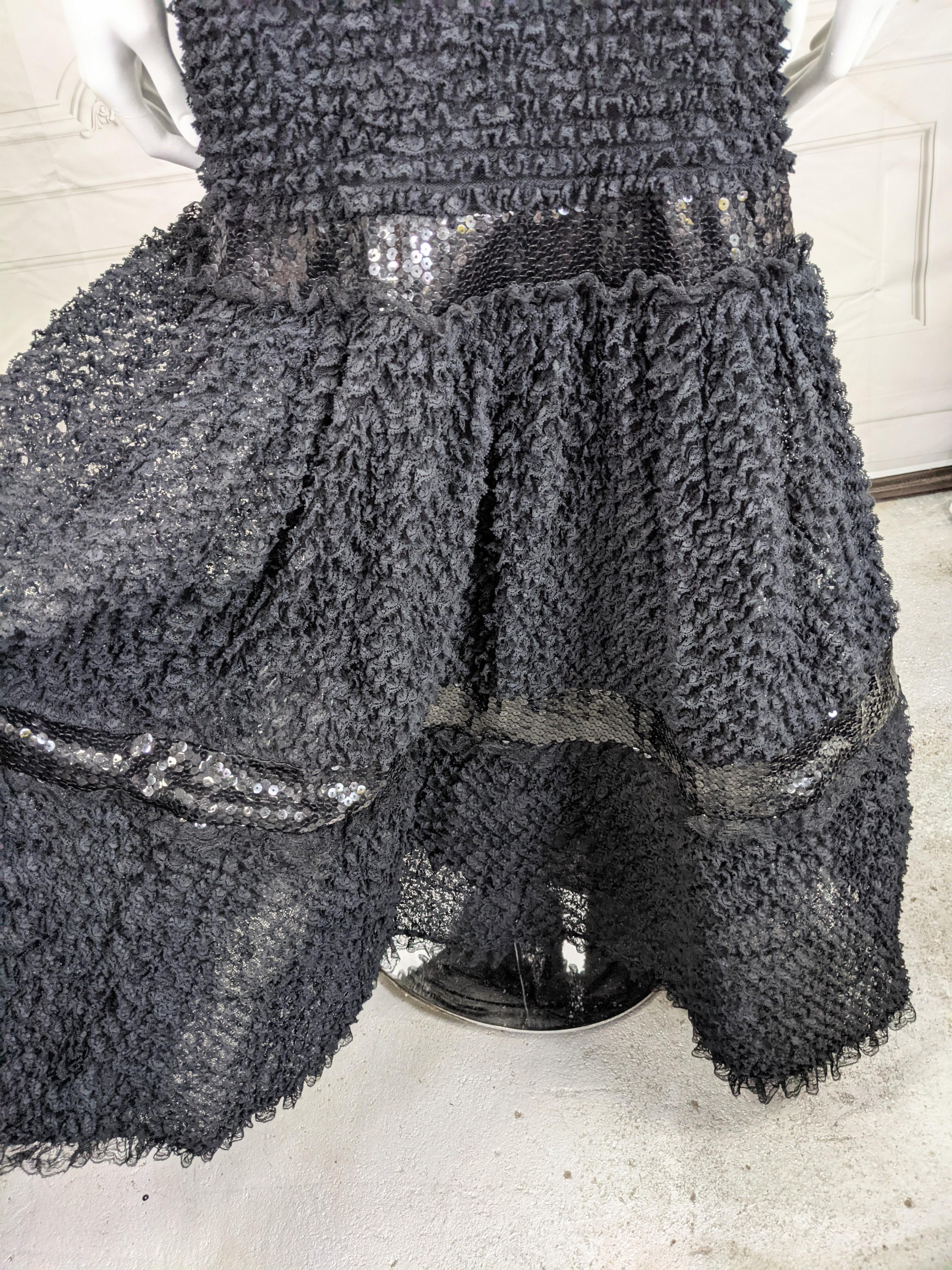 Chanel Dramatic Lace Ruffle and Sequin Evening Skirt In Excellent Condition In New York, NY