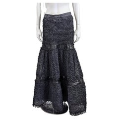 Vintage Chanel Dramatic Lace Ruffle and Sequin Evening Skirt