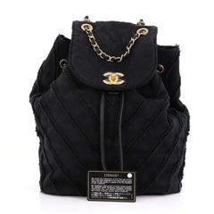 Chanel Drawstring Backpack Chevron Canvas Patchwork Medium