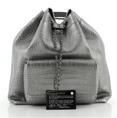 Chanel Drawstring Backpack Crocodile Embossed Calfskin Large