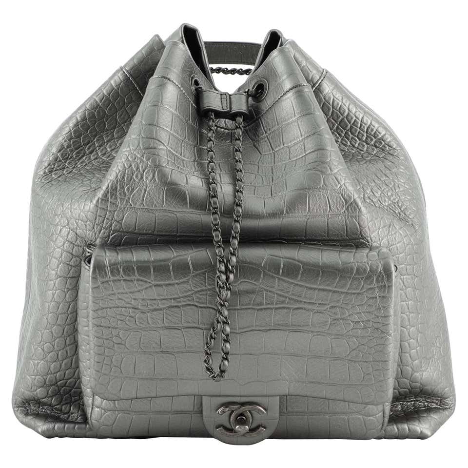 Chanel Drawstring Backpack Crocodile Embossed Calfskin Large at 1stDibs