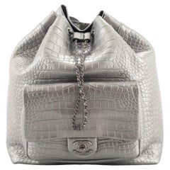 Chanel Drawstring Backpack Crocodile Embossed Calfskin Large