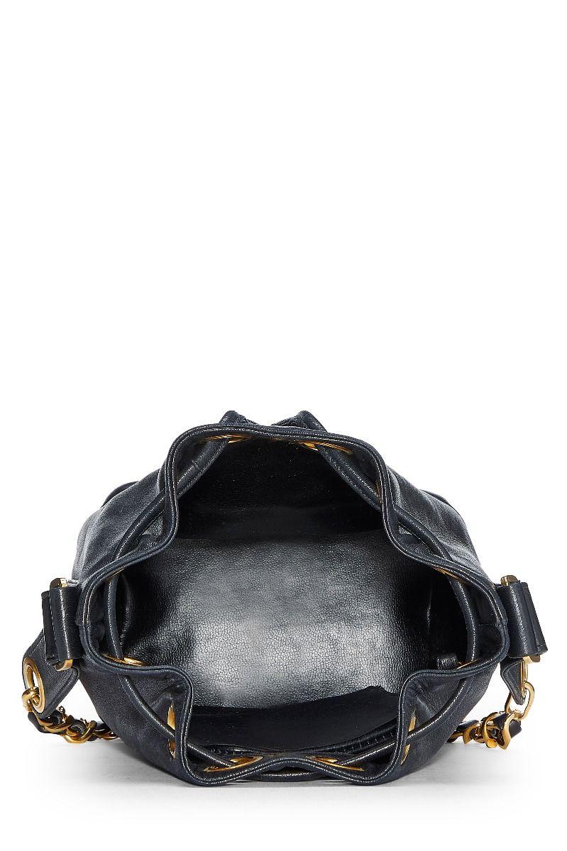 Chanel Drawstring Bucket Caviar Mini Black Lambskin Leather Cross Body Bag For Sale 7